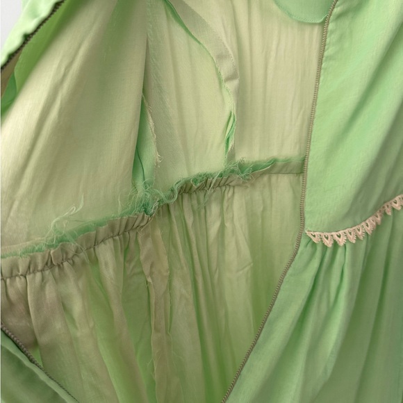 🌿 Vintage 60s Green Prairie Maxi Dress Lace Trim Boho Romantic XS/S 🌿 - Picture 16 of 16